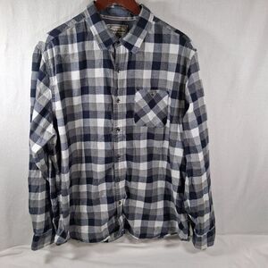 Flag & Anthem Men's XL Blue Gray Buffalo Plaid Flannel Button Down Shirt‎ Cotton
